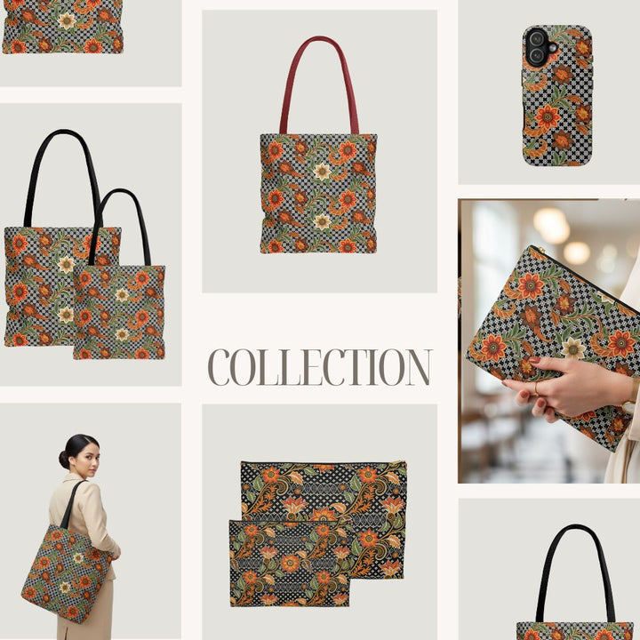 Batik Print Makeup And Accessory Pouch -  Aesthetic Floral 4