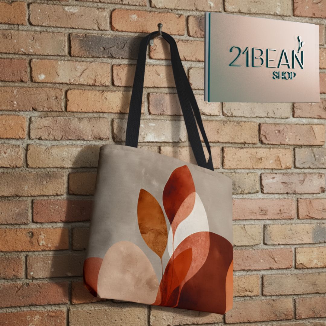 Abstract Print Tote Bag -   Orange Floral