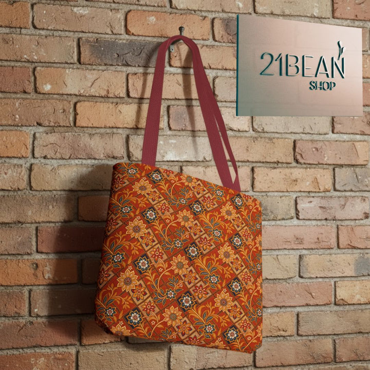 Modern Batik Print Tote Bag -  Orange 1