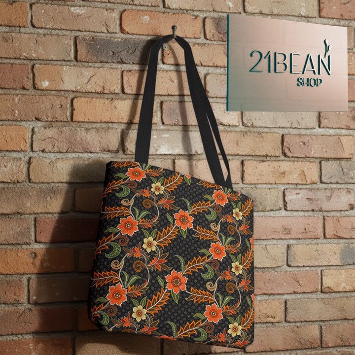 Batik Print Tote Bag -   Aesthetic Floral 1