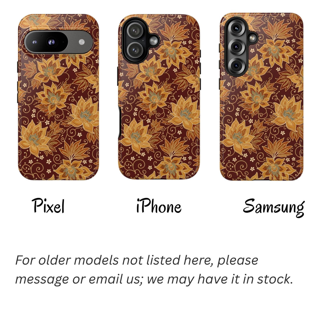 Traditional Batik Pattern Tough Phone Cases Personalizable - Flower Design 1