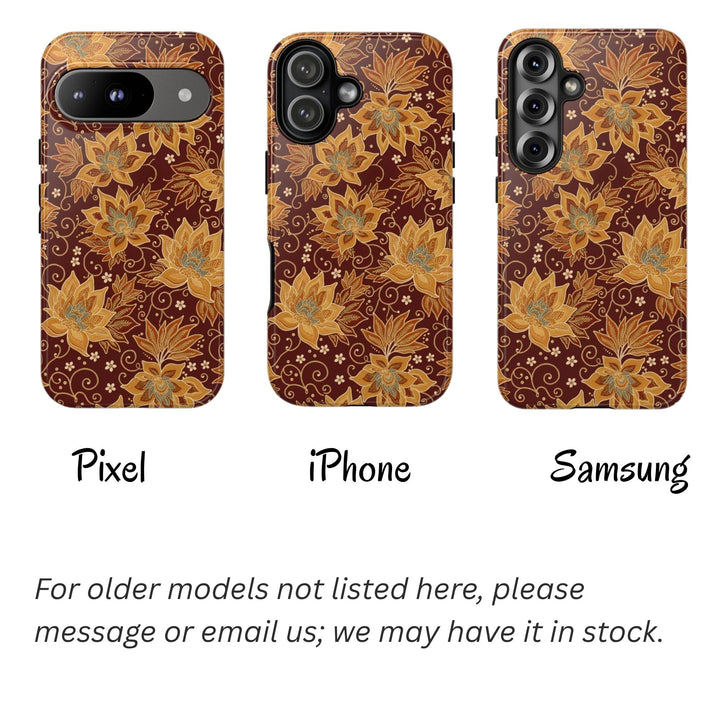 Traditional Batik Pattern Tough Phone Cases Personalizable - Flower Design 1