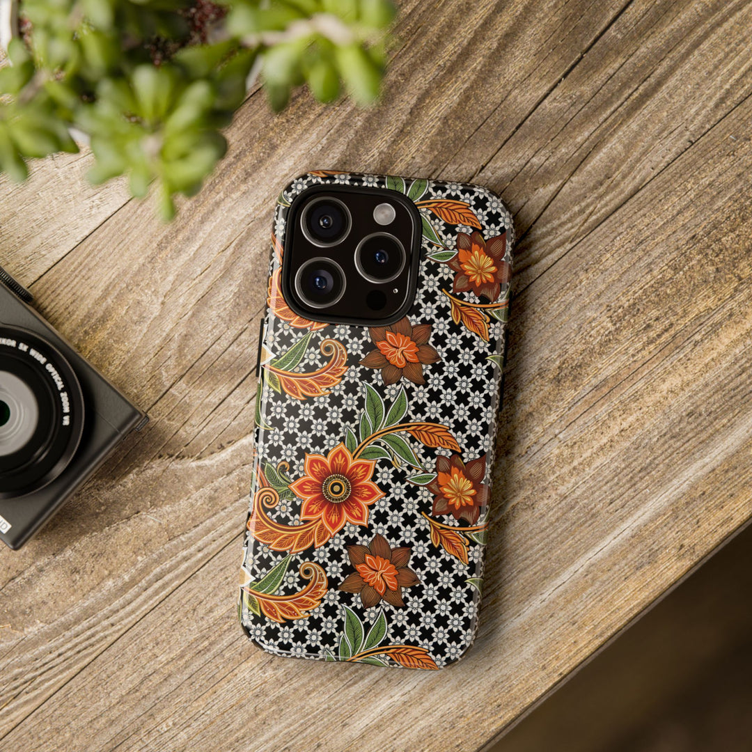 Modern Batik Pattern Tough Phone Cases Personalizable - Aesthetic Floral 4