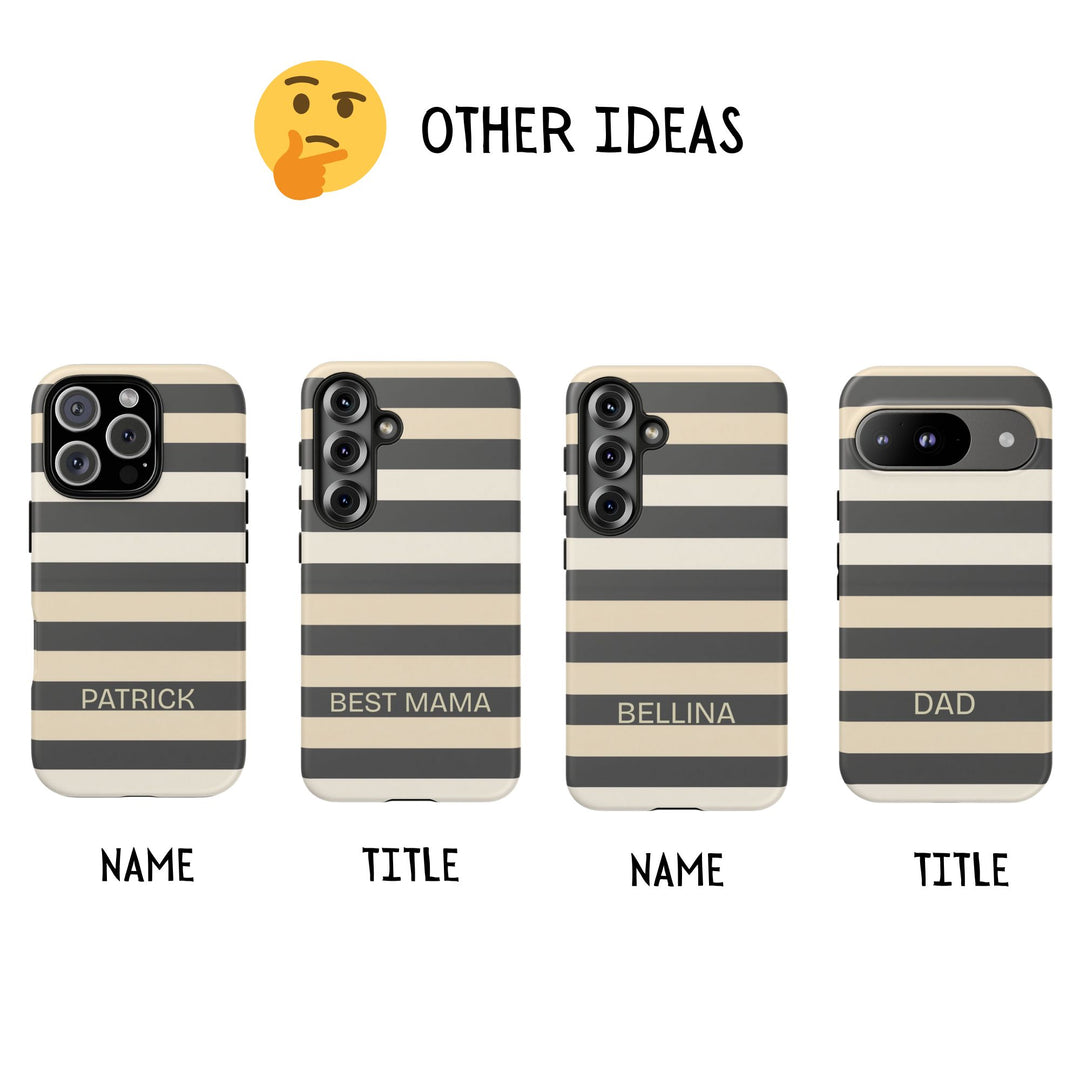 Personalized Tough Phone Case Brown Stripe Horizontal Design