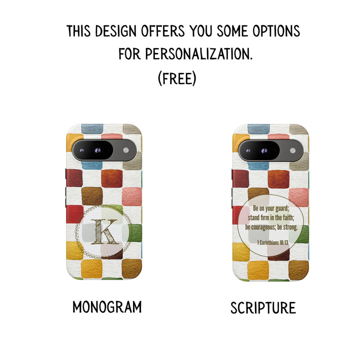 Personalized Tough Phone Case Multicolor Checkered Pattern