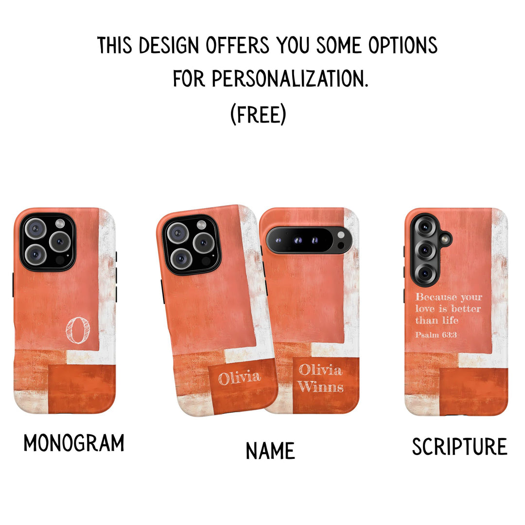 Personalized Tough Phone Case Abstract Orange