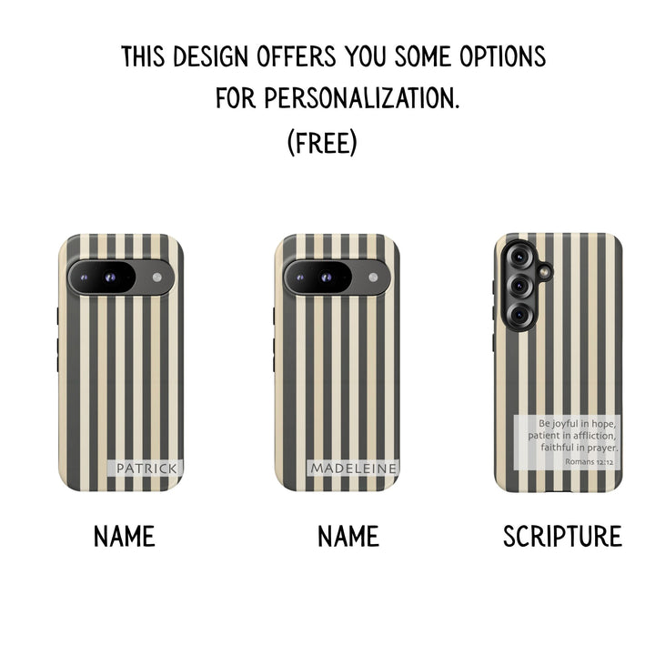 Personalized Tough Phone Case Brown Stripe