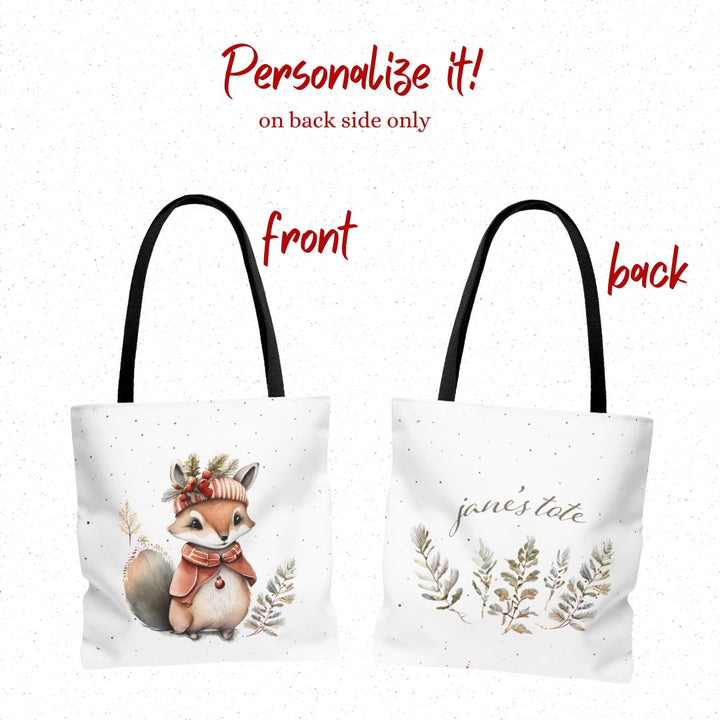 Cute Woodland Holiday Tote Bag Personalized