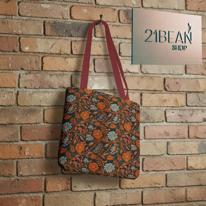 Modern Batik Print Tote Bag -  Orange Teal 2