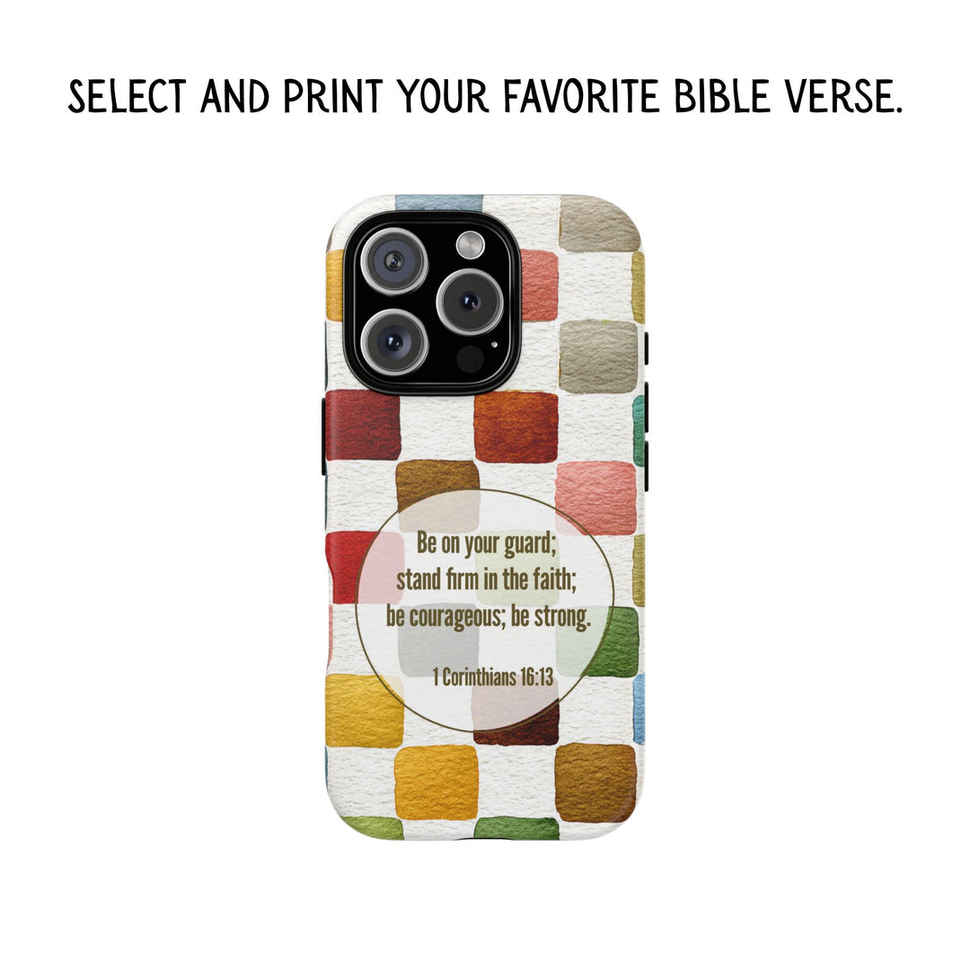 Personalized Tough Phone Case Multicolor Checkered Pattern