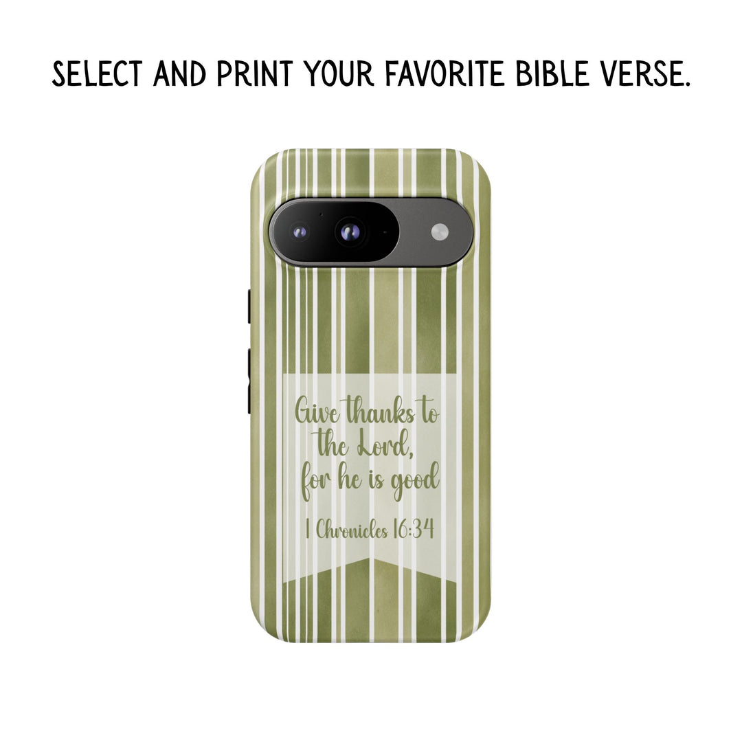 Personalized Tough Phone Case Rustic Green Stripe