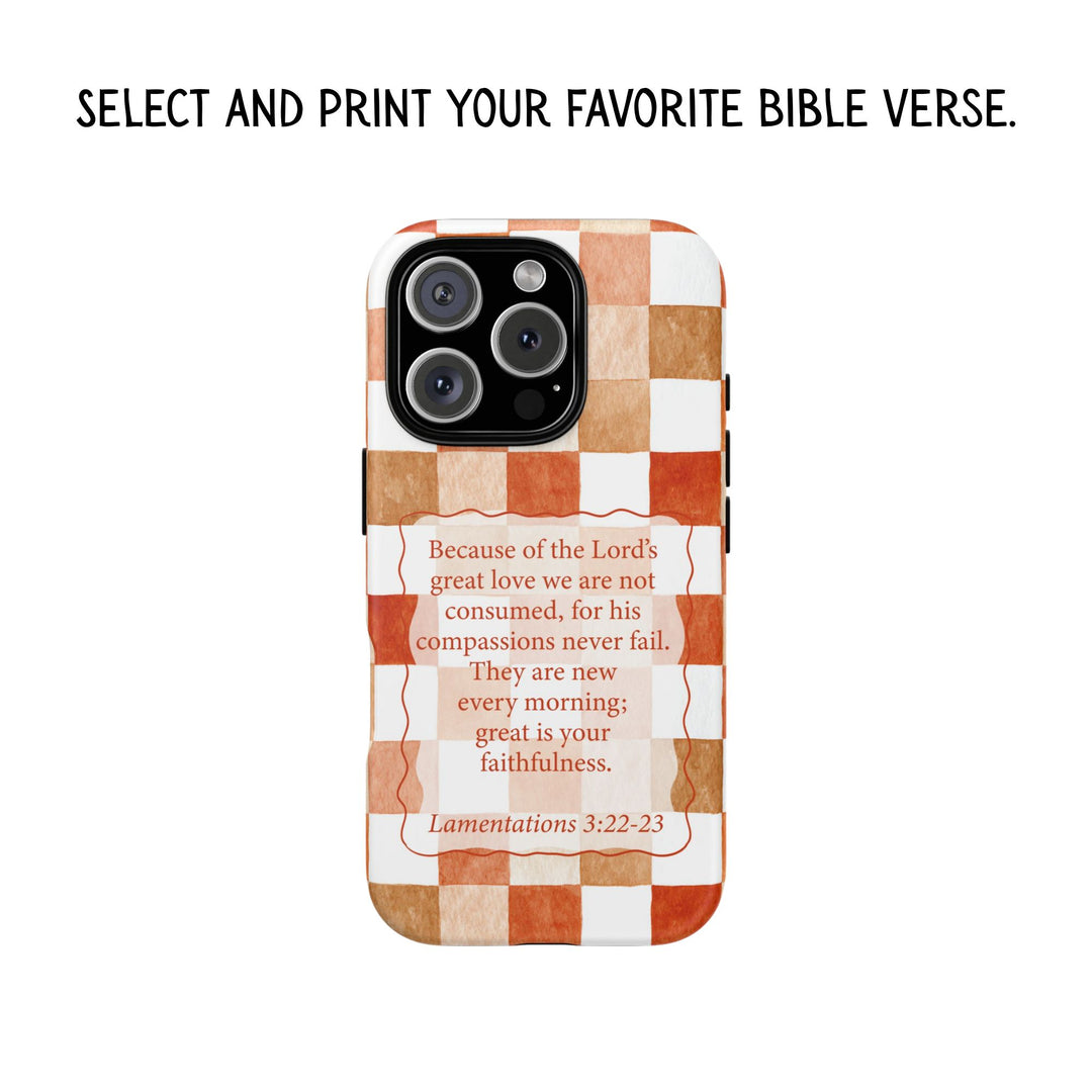 Personalized Tough Phone Case Orange Checkered Pattern