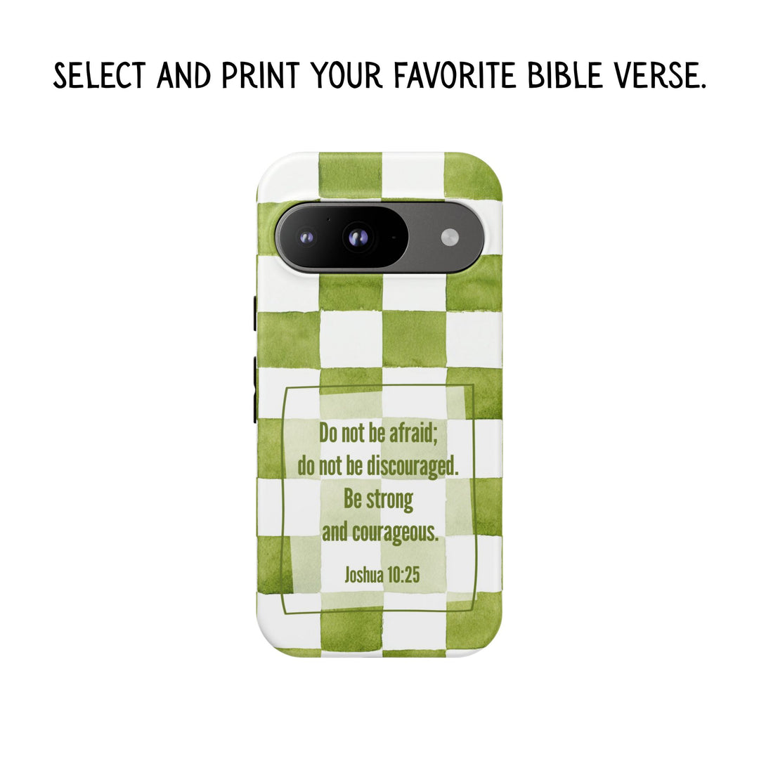 Personalized Tough Phone Case Green Checkered Pattern