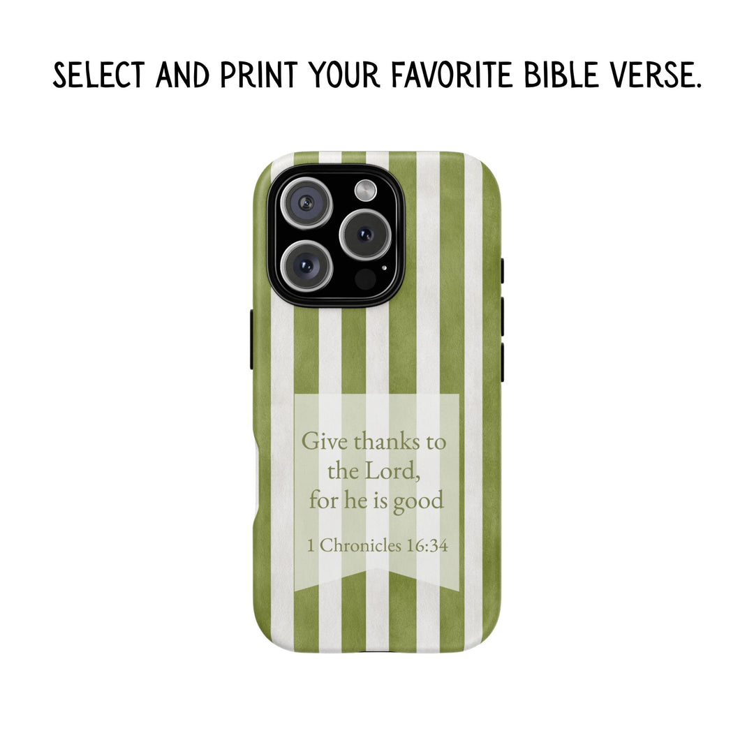 Personalized Tough Phone Case Rustic Green Stripe 2