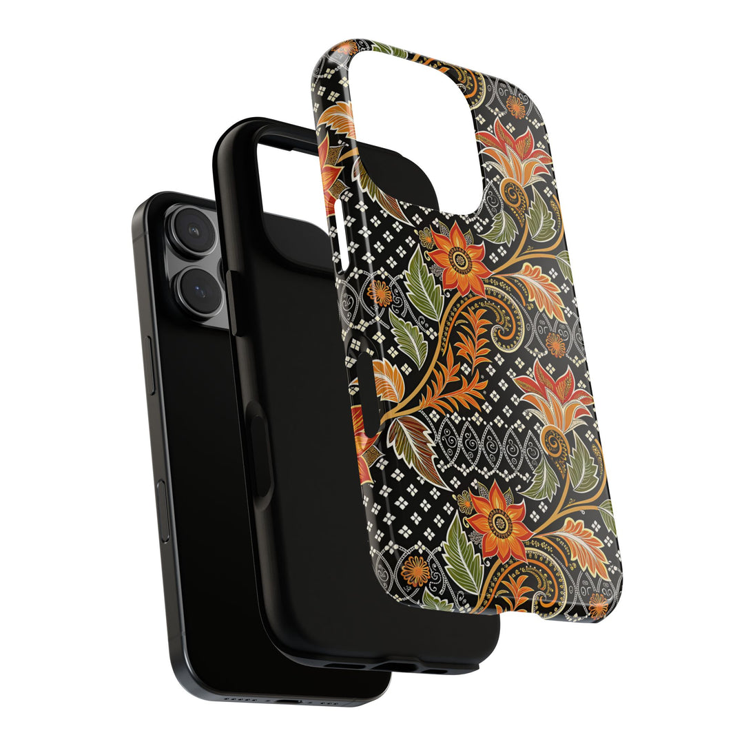 Modern Batik Pattern Tough Phone Cases Personalizable - Aesthetic Floral 3