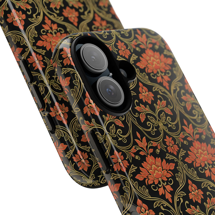 Traditional Batik Pattern Tough Phone Cases Personalizable - Orange Floral