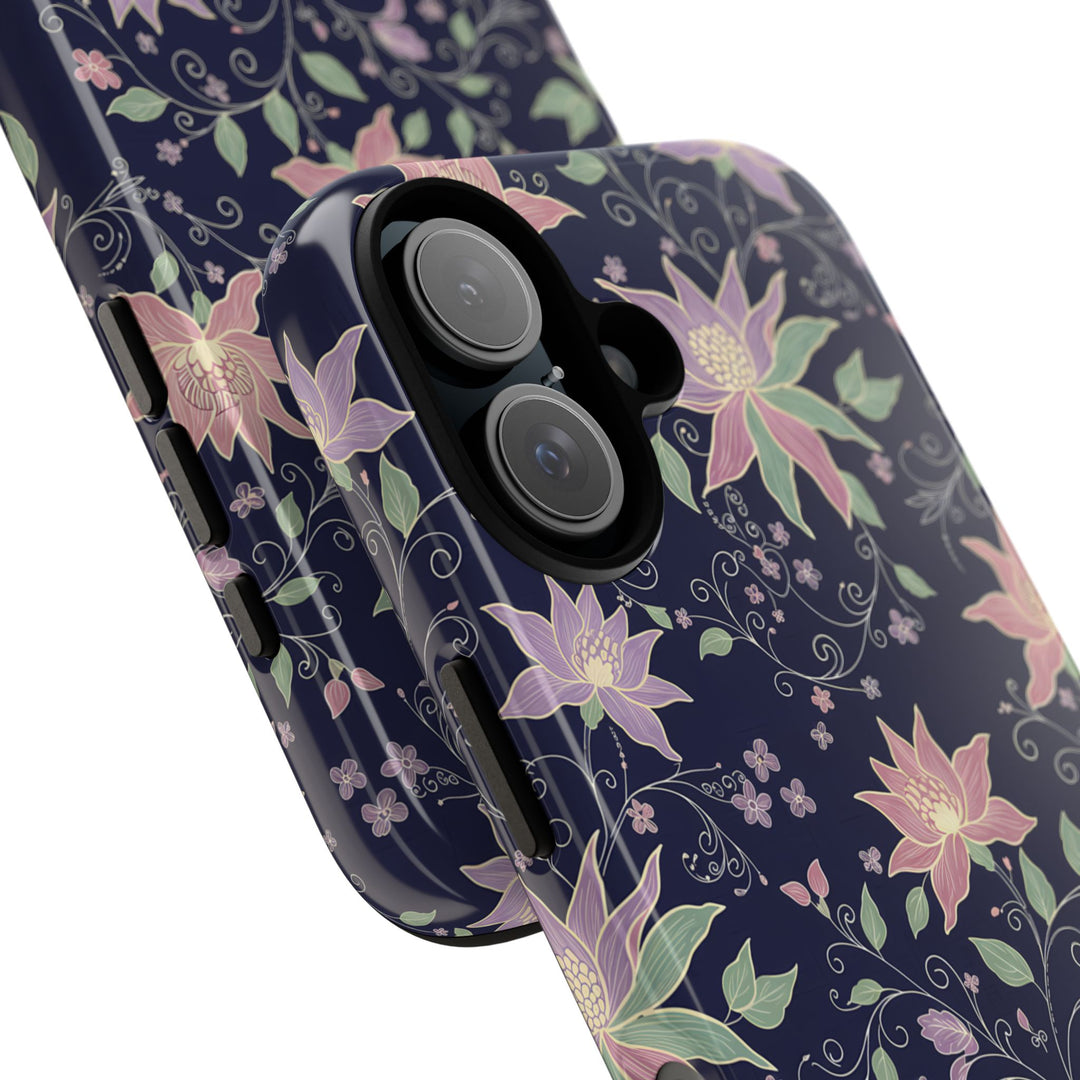 Traditional Batik Pattern Tough Phone Cases Personalizable - Purple Flower
