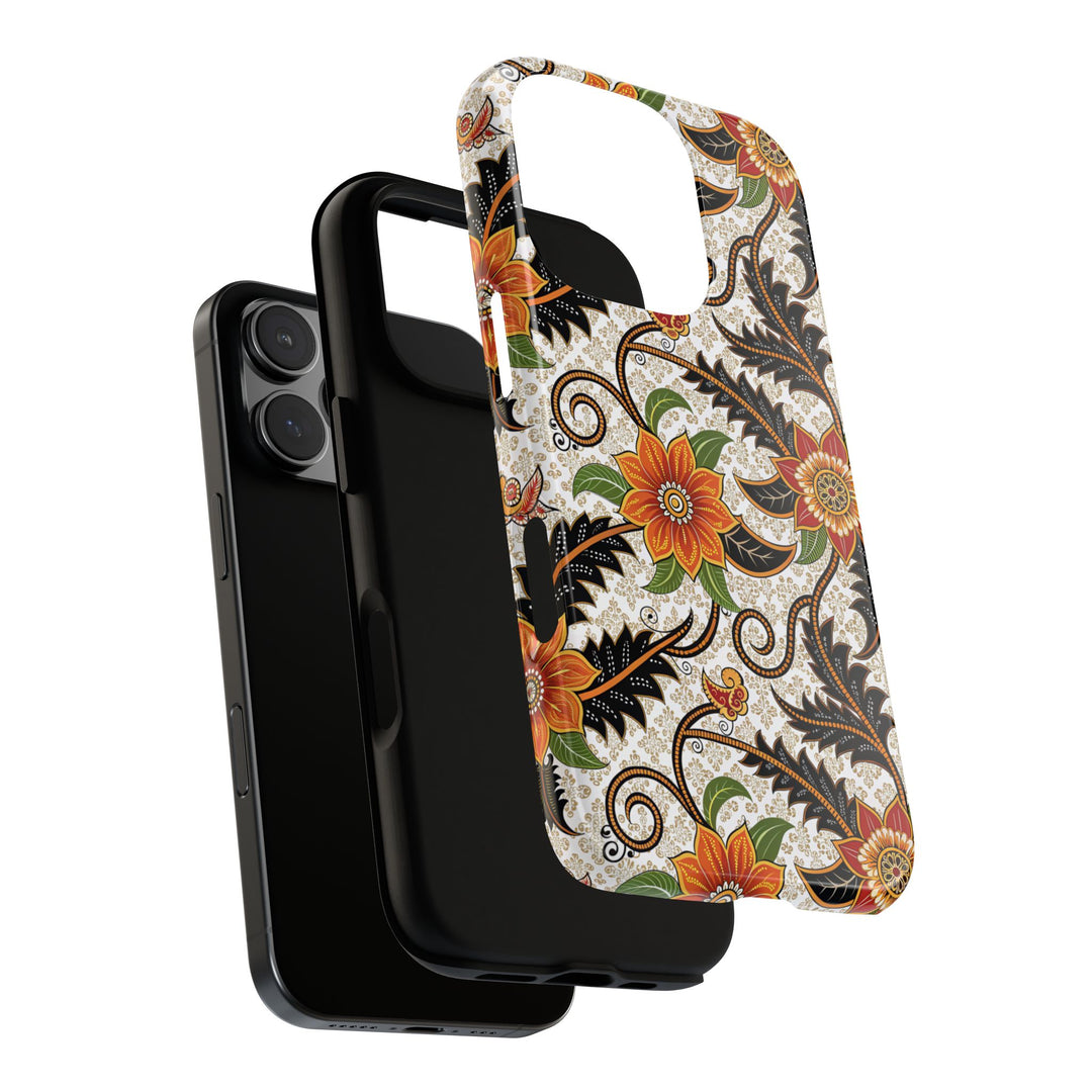 Modern Batik Pattern Tough Phone Cases Personalizable - Aesthetic Floral 2