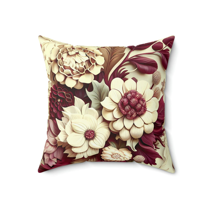 Rich Blooming Burgundy Flowers Bouquet Square Pillow