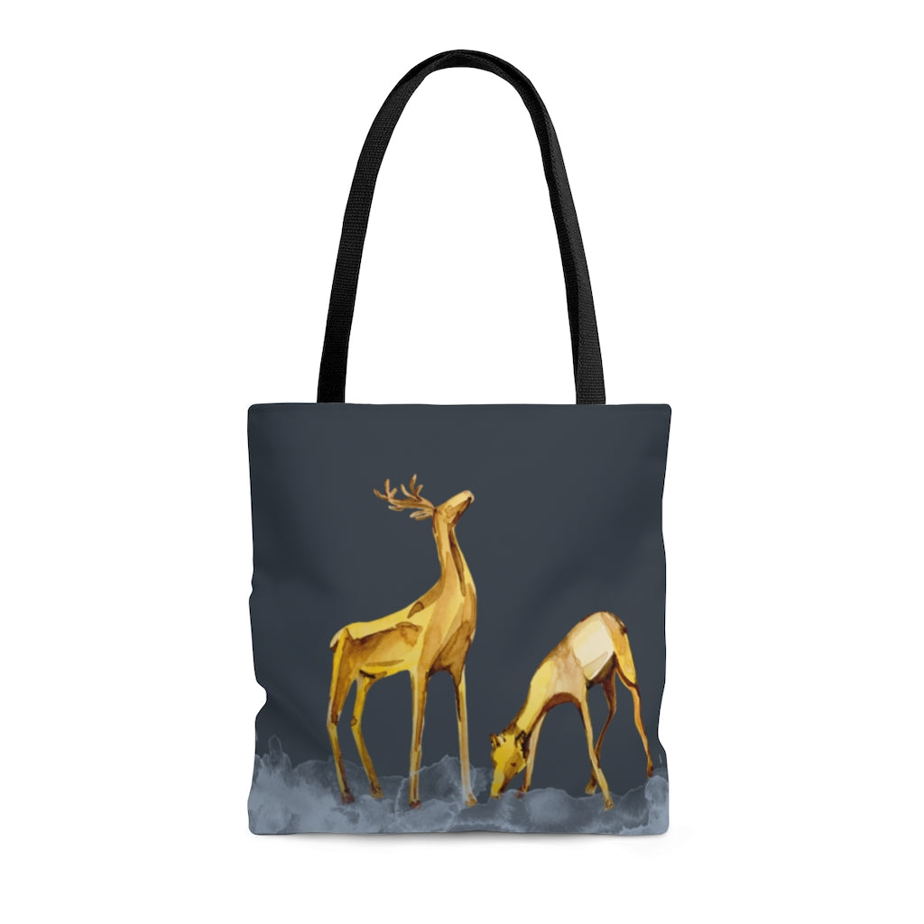 Golden Deer Holiday Tote Bag