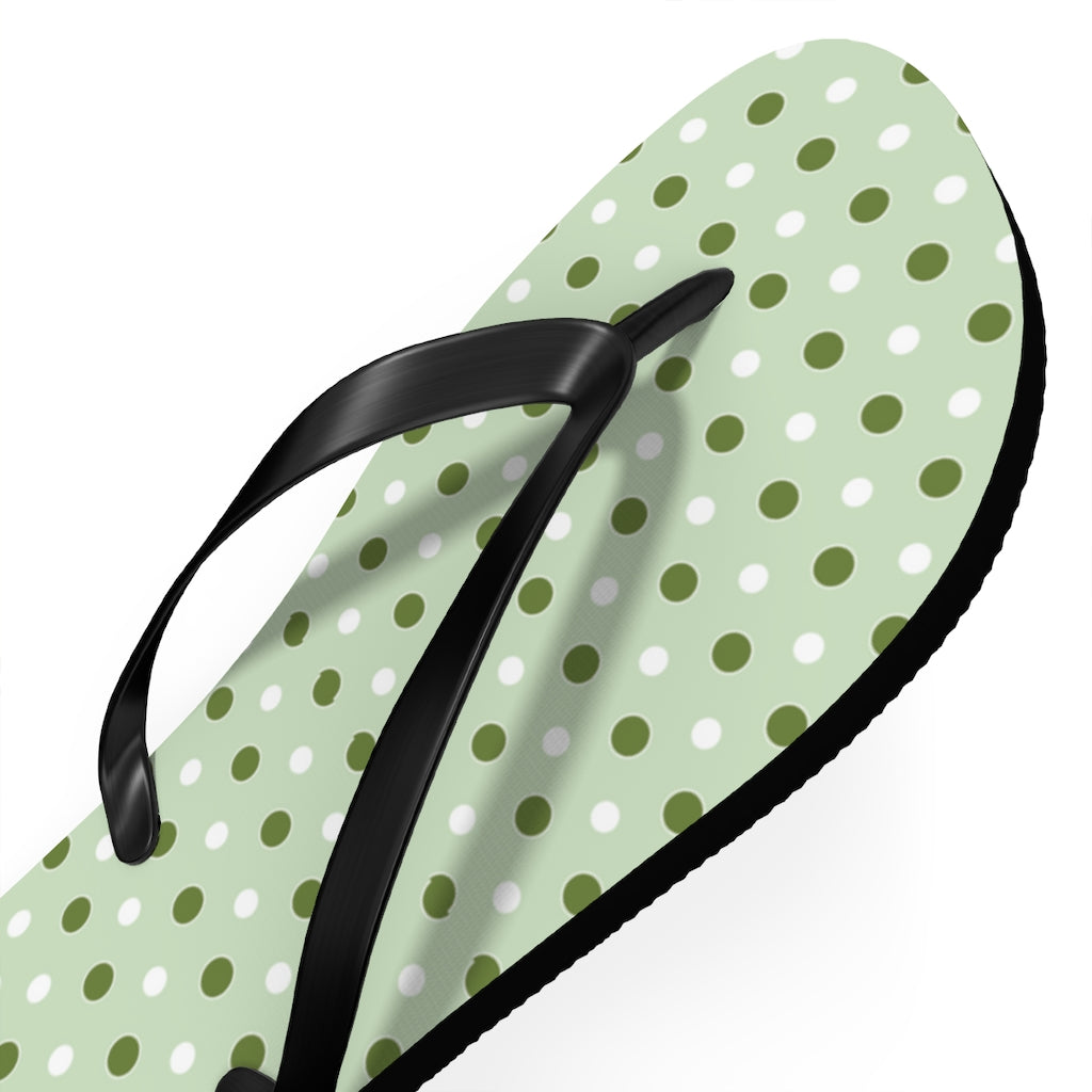 Green Dots Flip Flops
