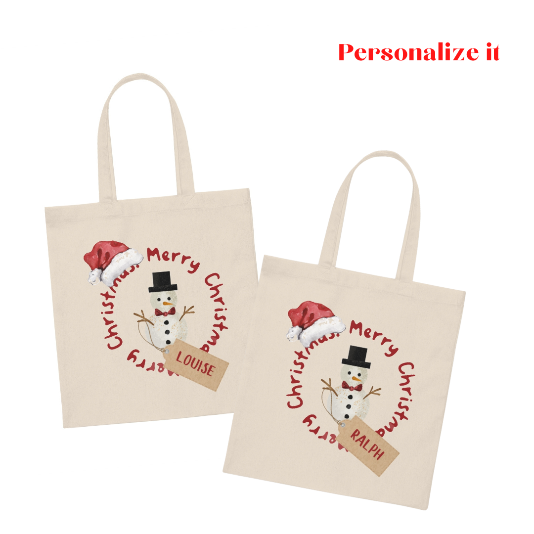 Happy Snowman Lightweight Canvas Tote Bag
