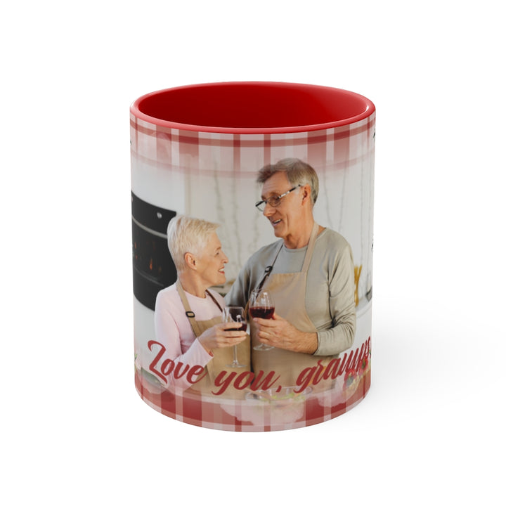 Red Plaid Photo Holiday Mug  With Red Handle - Personalized