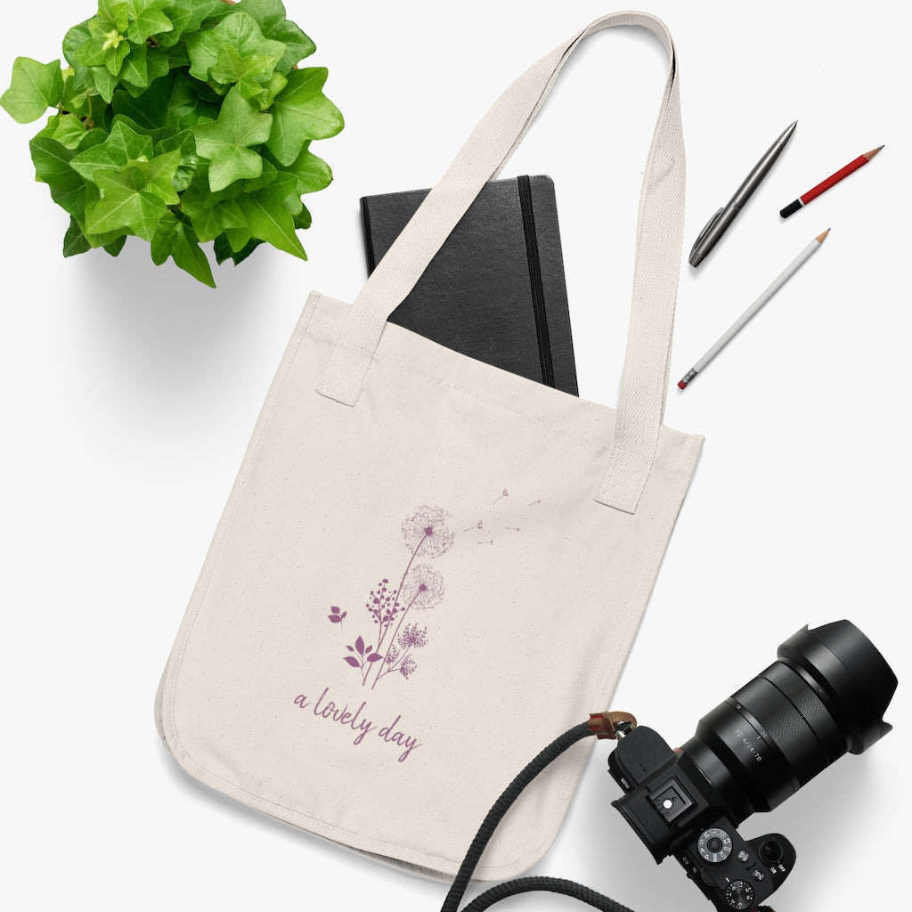 A Lovely Day Organic Canvas Tote - Purple