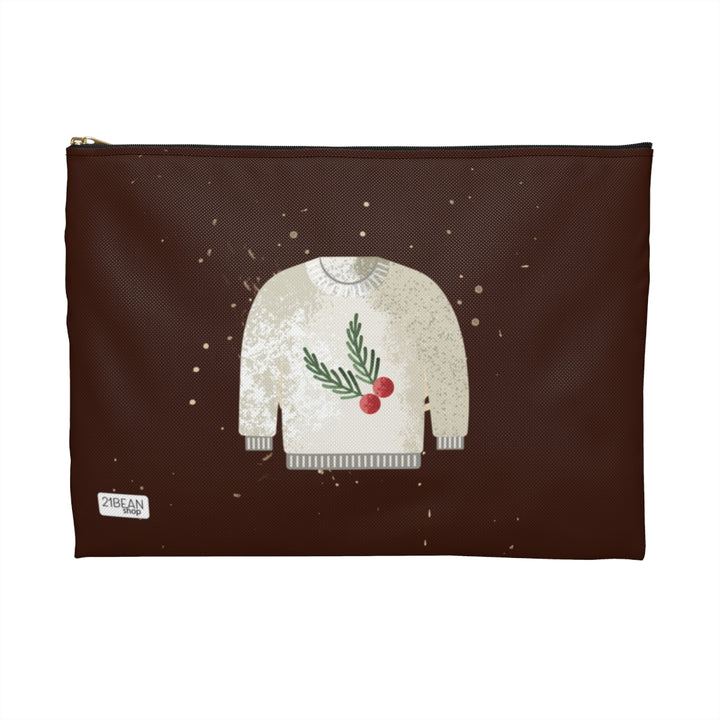 Merry Christmas Brown Accessory Pouch