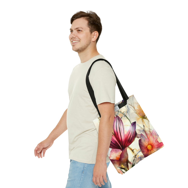 Red Abstract Flower Tote Bag