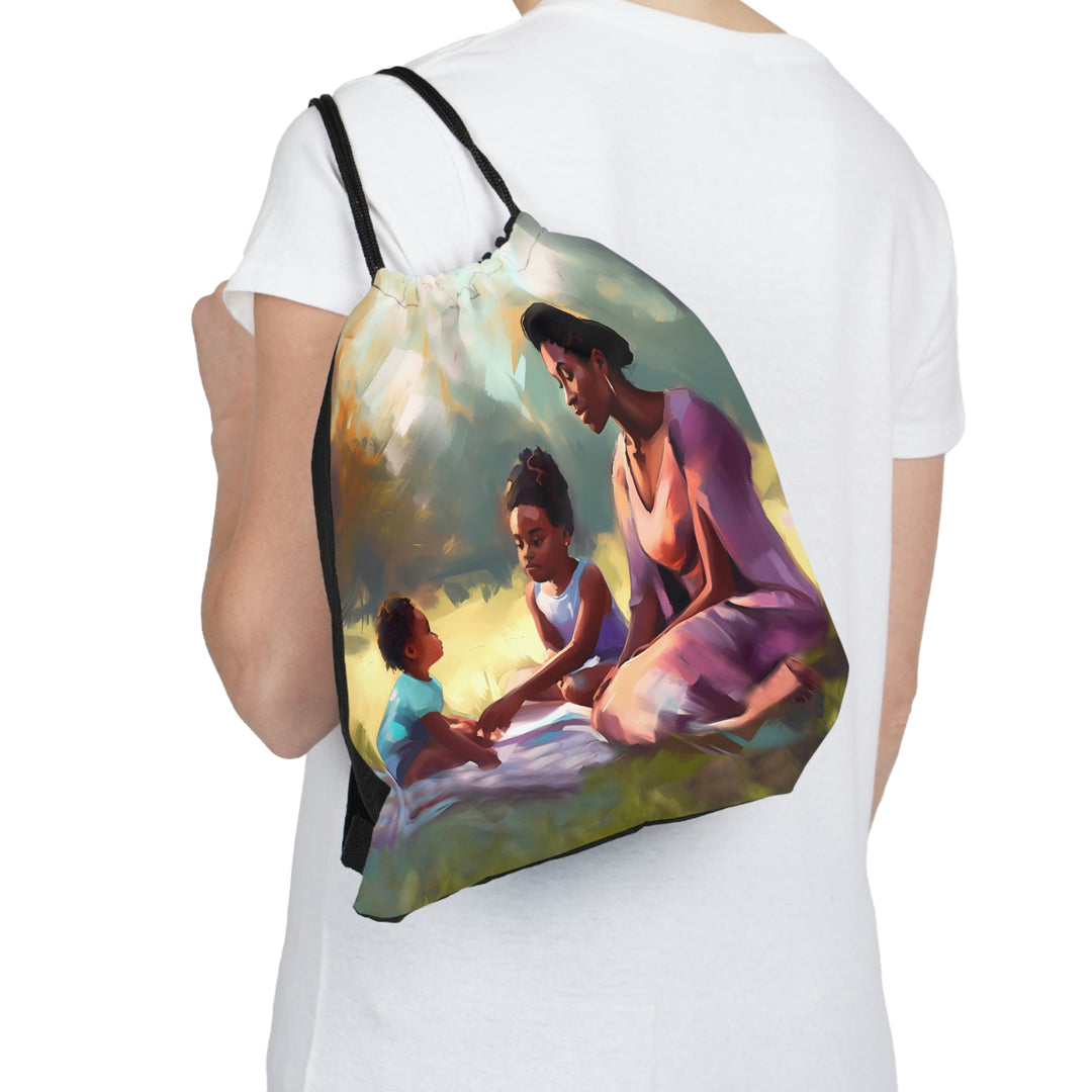 Mother's Holding Her Children's Hearts Outdoor Drawstring Bag