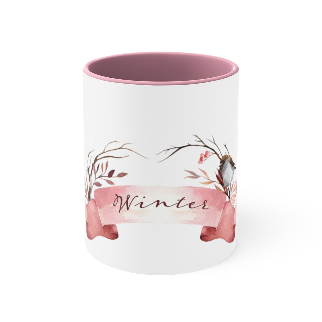Rosie-Gold Winter With Pink Handle Mug