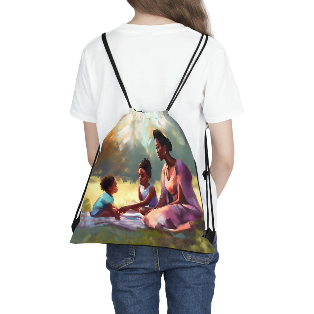Mother's Holding Her Children's Hearts Outdoor Drawstring Bag