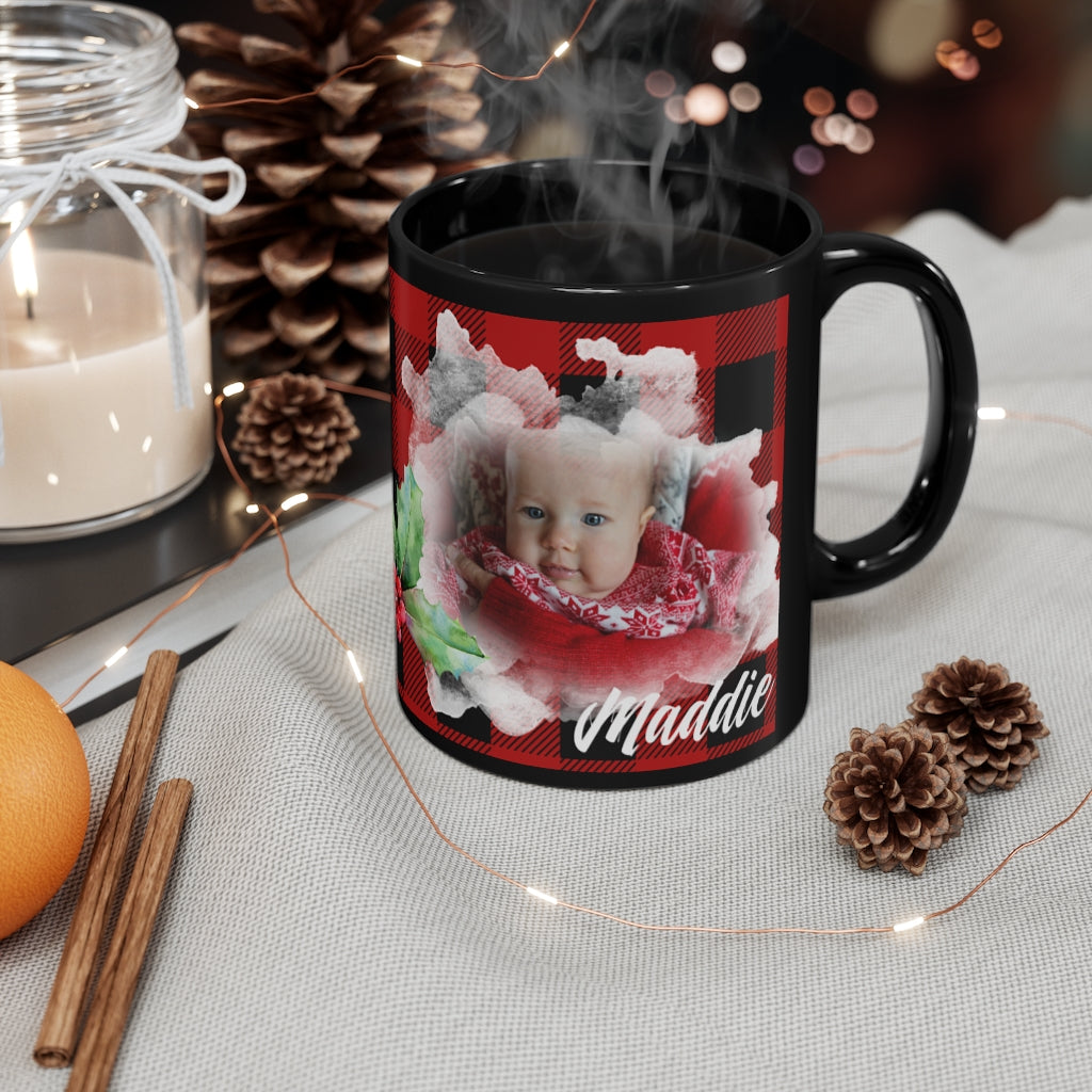 Adorable Red Plaid Photo Holiday Mug - Personalized