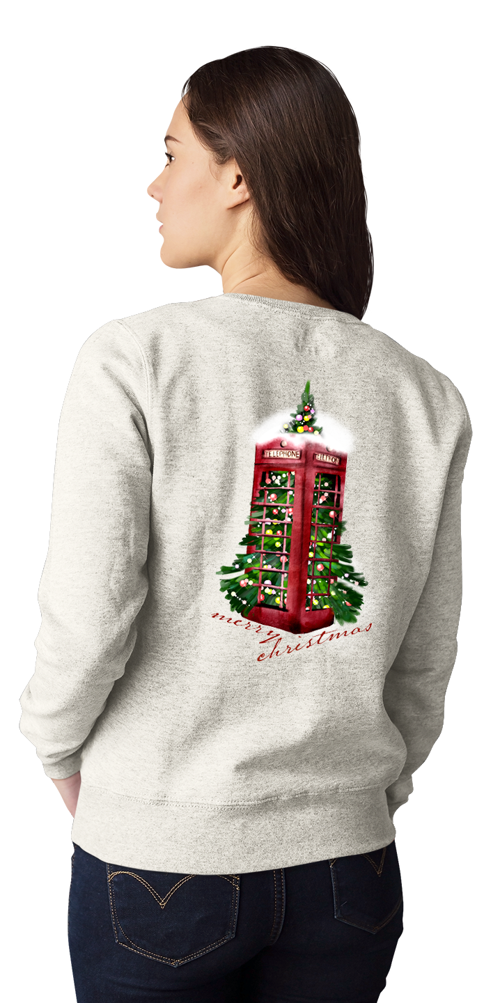 Christmas Is Here Phone Booth Premium Crewneck Sweatshirt