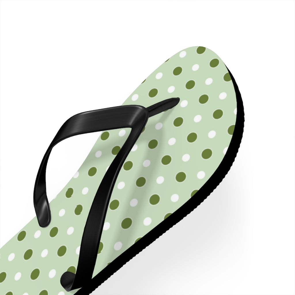 Green Dots Flip Flops