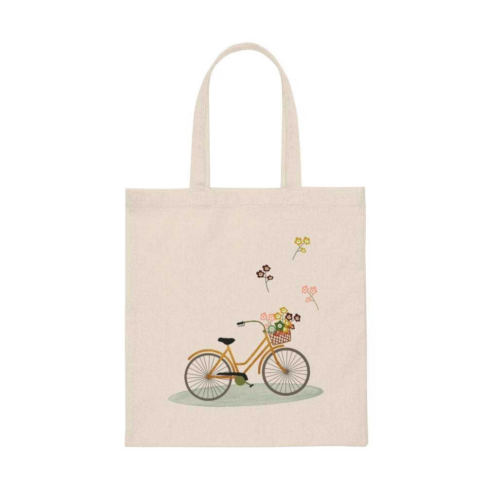 Flower Market Bicycle Canvas Tote Lightweight