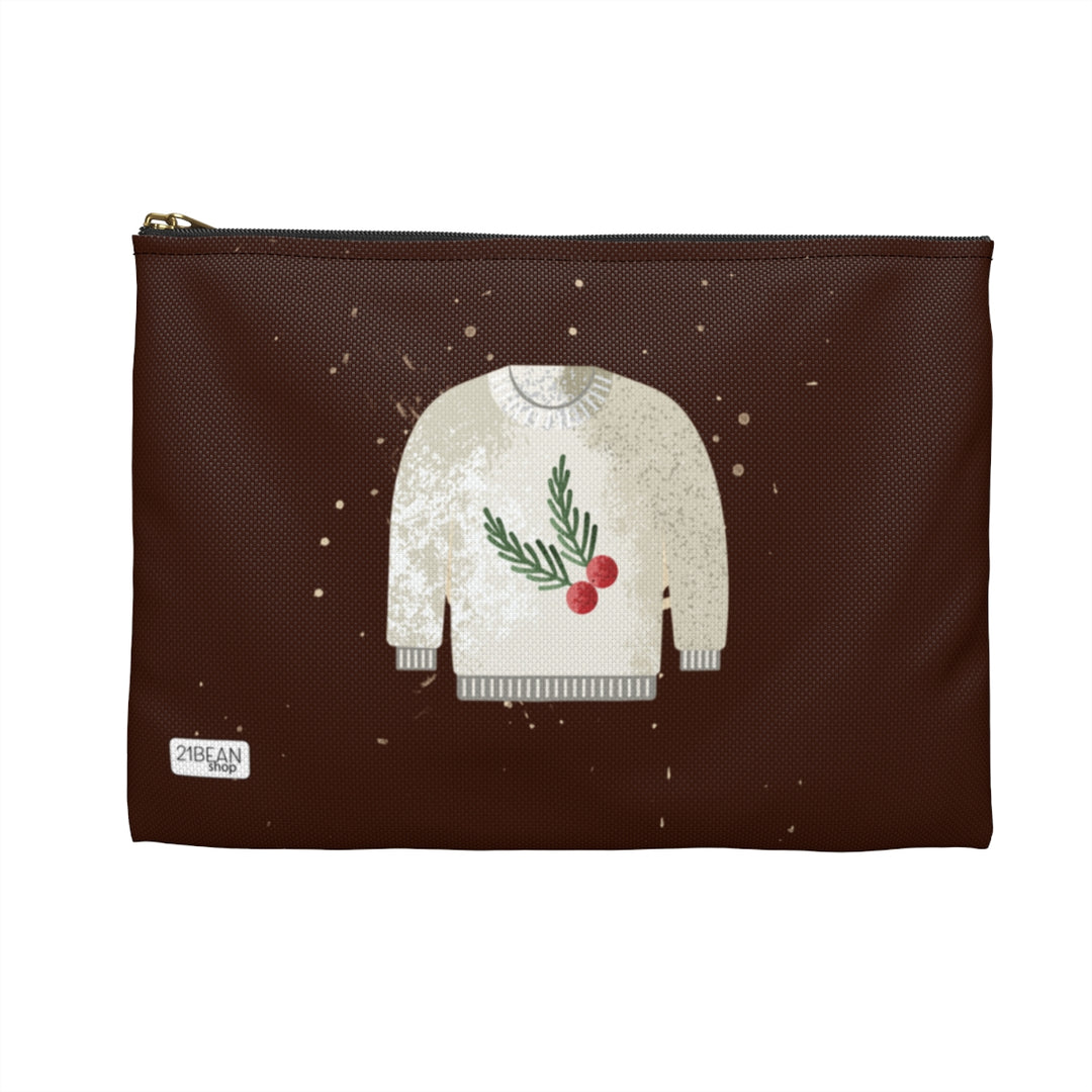 Merry Christmas Brown Accessory Pouch