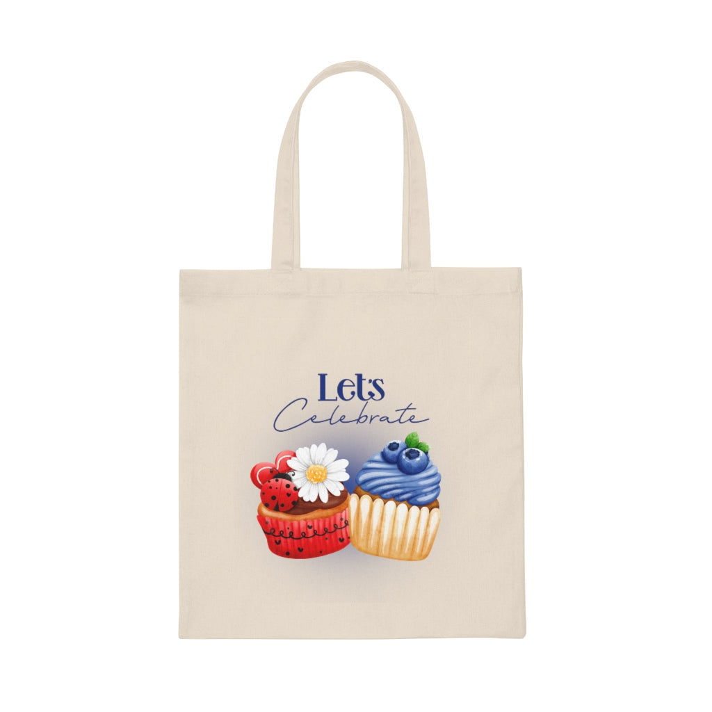 Red White and Blue Cupcakes Canvas Tote Lightweight