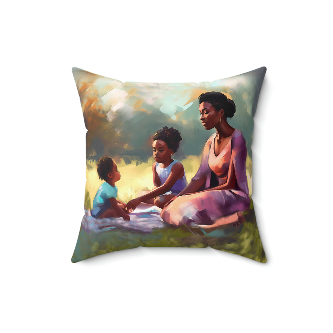 Mother's Holding Her Children's Hearts Square Pillow