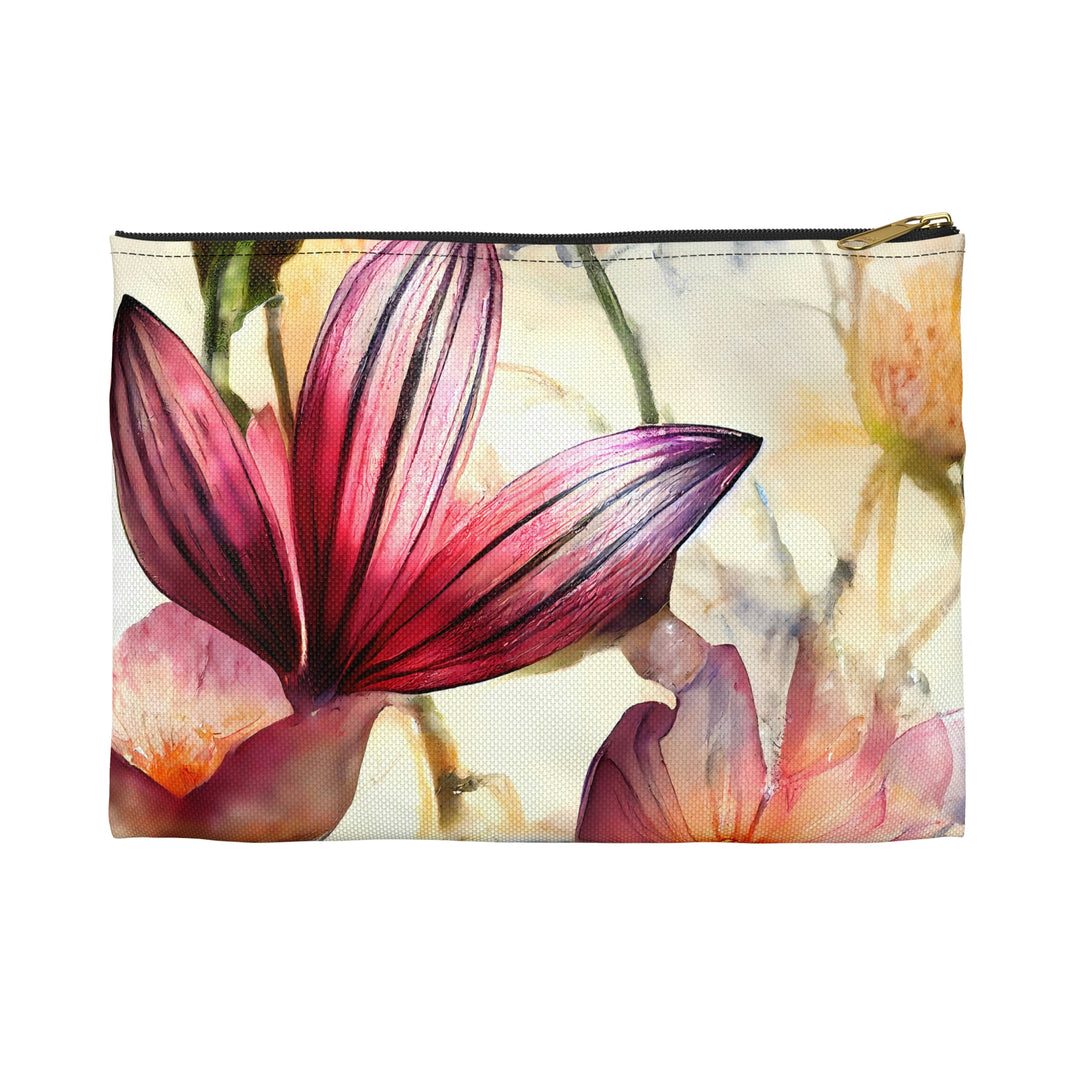 Red Abstract Flower Accessory Pouch