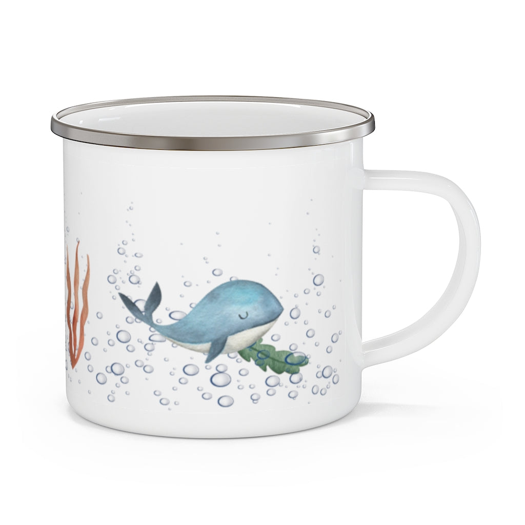 Blue Whale Sleeps Enamel Mug