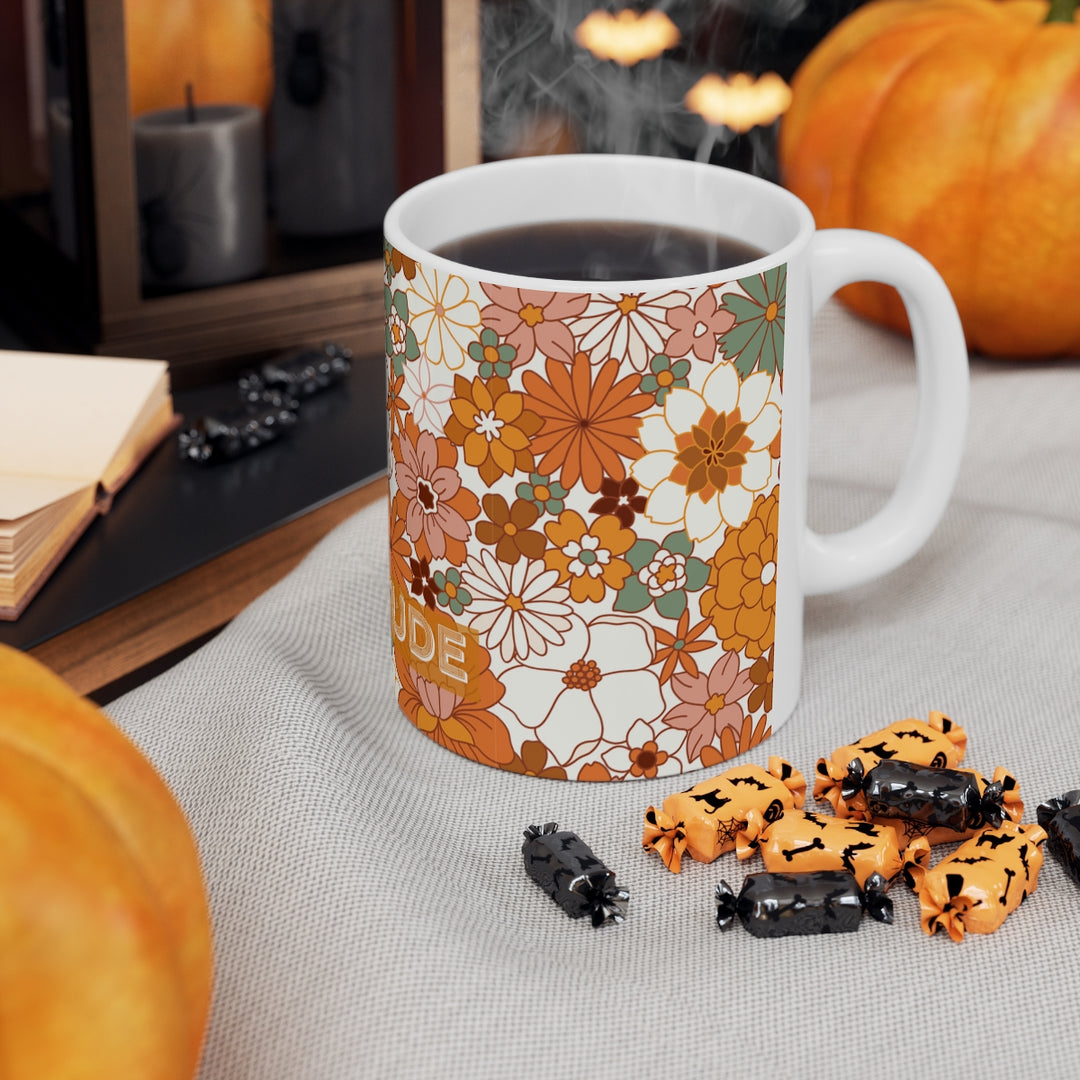 Gratitude Retro Flower Ceramic Mug