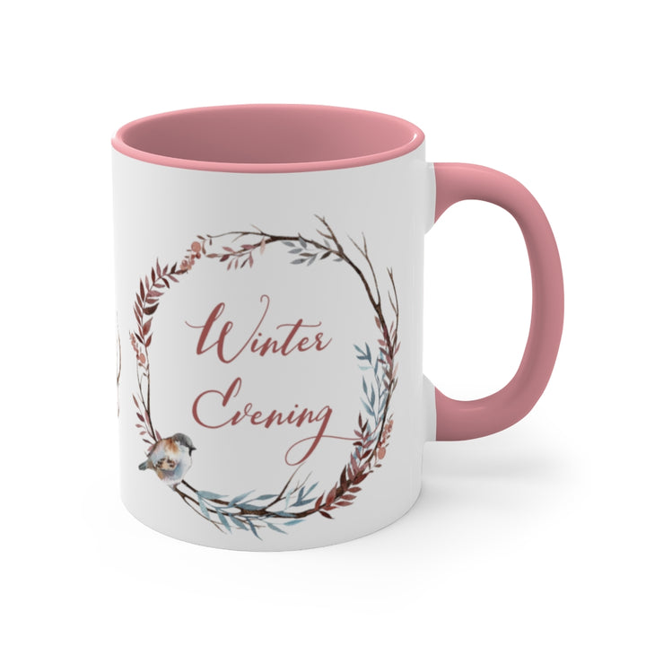 Winter Evening With Pink Handle Mug