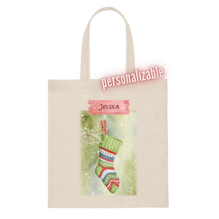 Hanging Stocking Holiday Canvas Tote Lightweight