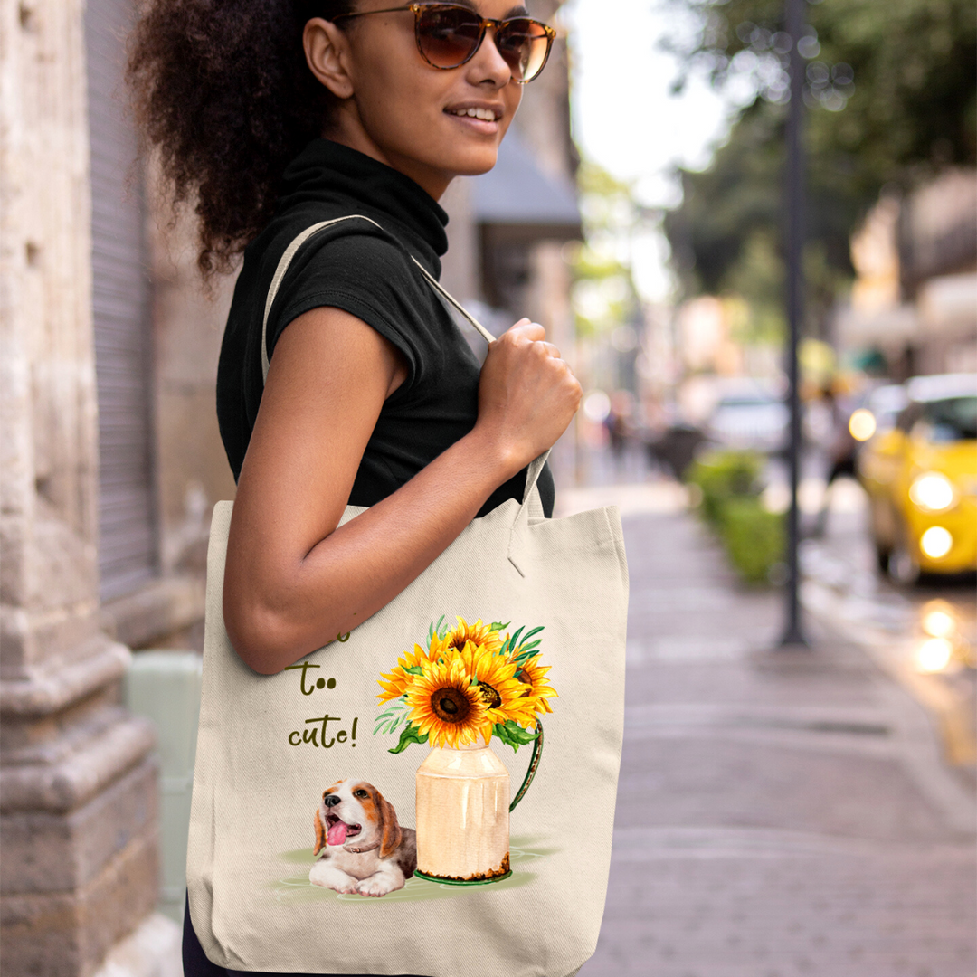 Just Too Cute Sunflowers Organic Canvas Tote