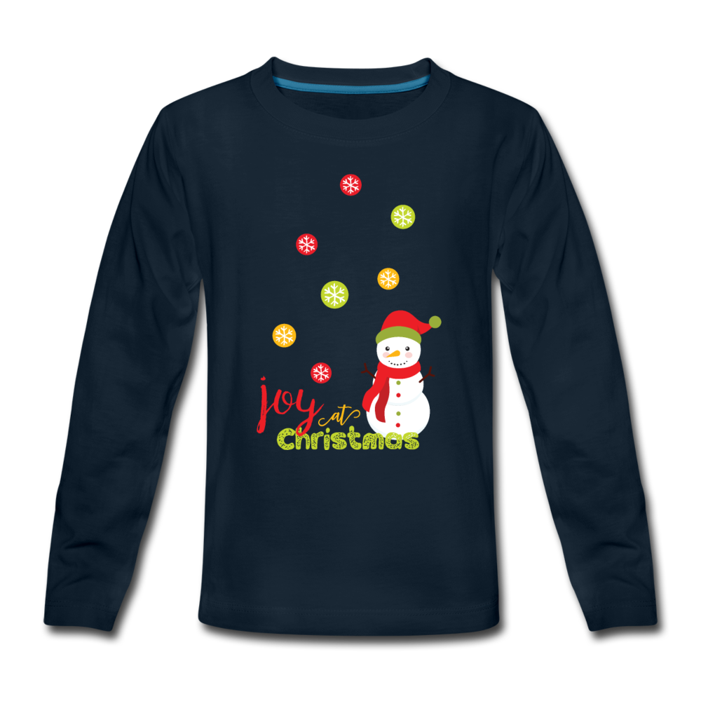 Joy At Christmas Kids' Premium Long Sleeve T-Shirt - deep navy