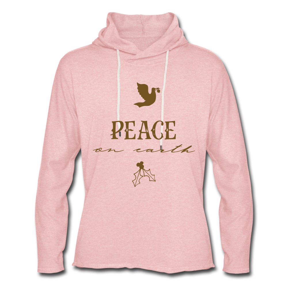 Peace On Earth Lightweight Terry Hoodie - cream heather pink