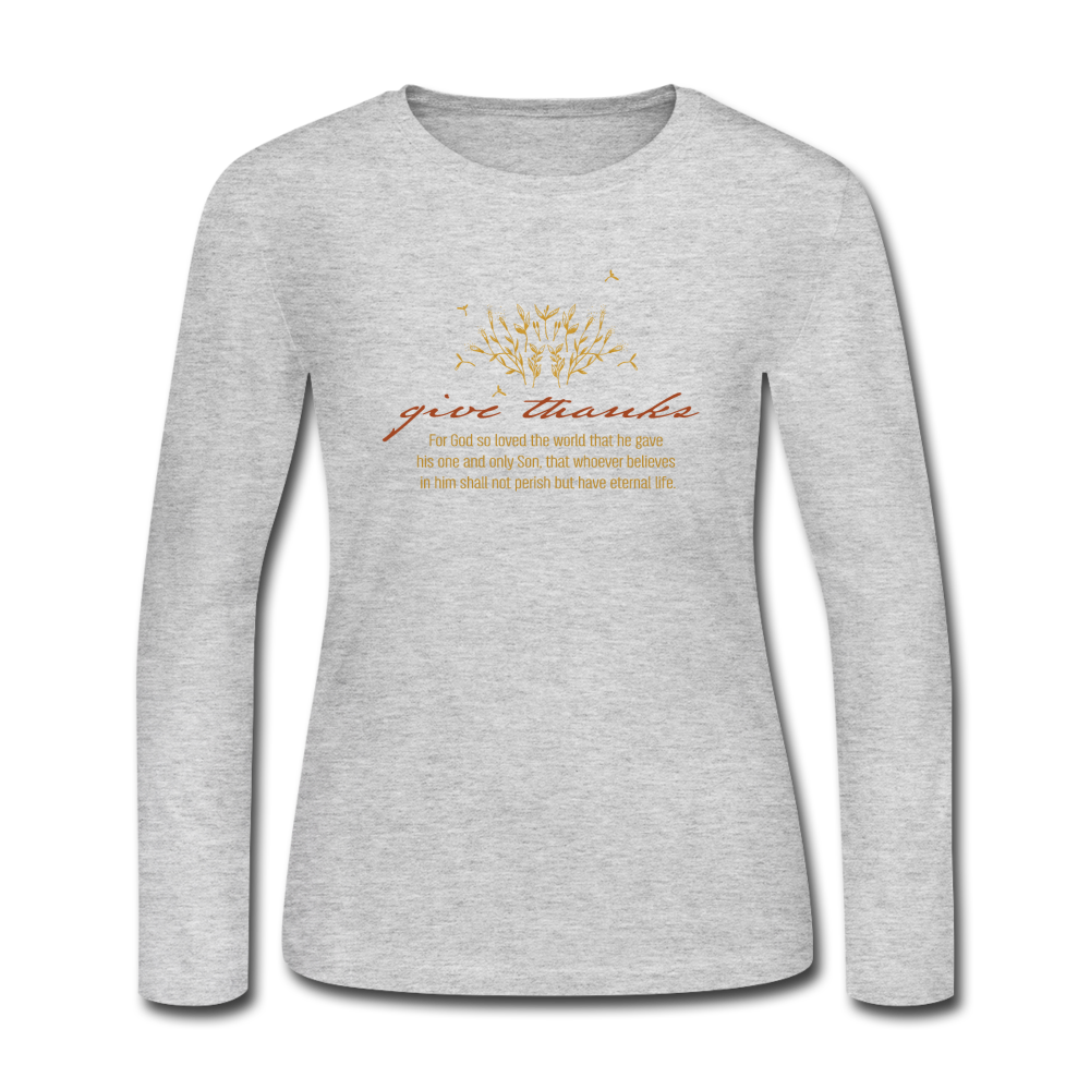 Give Thanks Long Sleeve Jersey T-Shirt - gray