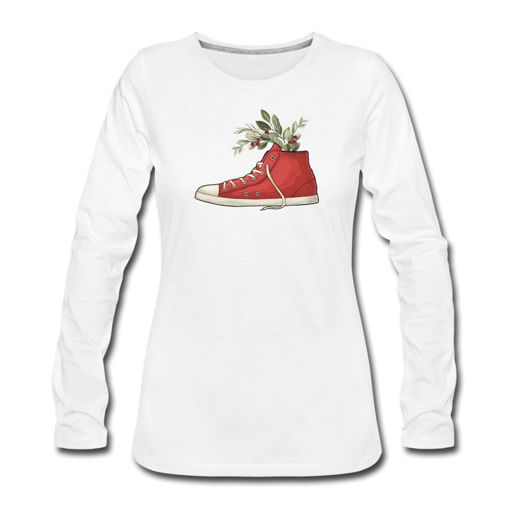 Santa's Red Boots Women's Premium Long Sleeve T-Shirt - white
